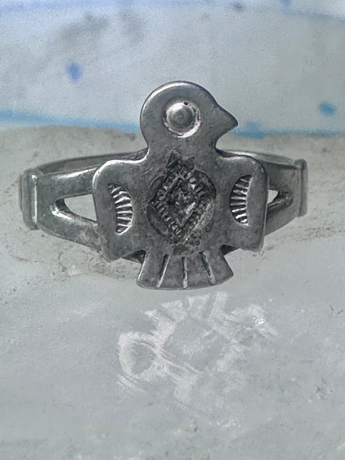 Navajo phoenix Ring Bell trading thunderbird band size 7 sterling silver women girls