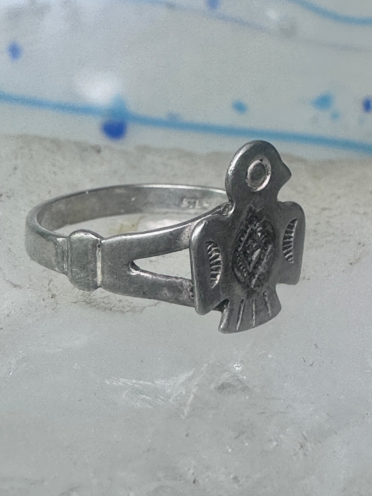 Navajo phoenix Ring Bell trading thunderbird band size 7 sterling silver women girls