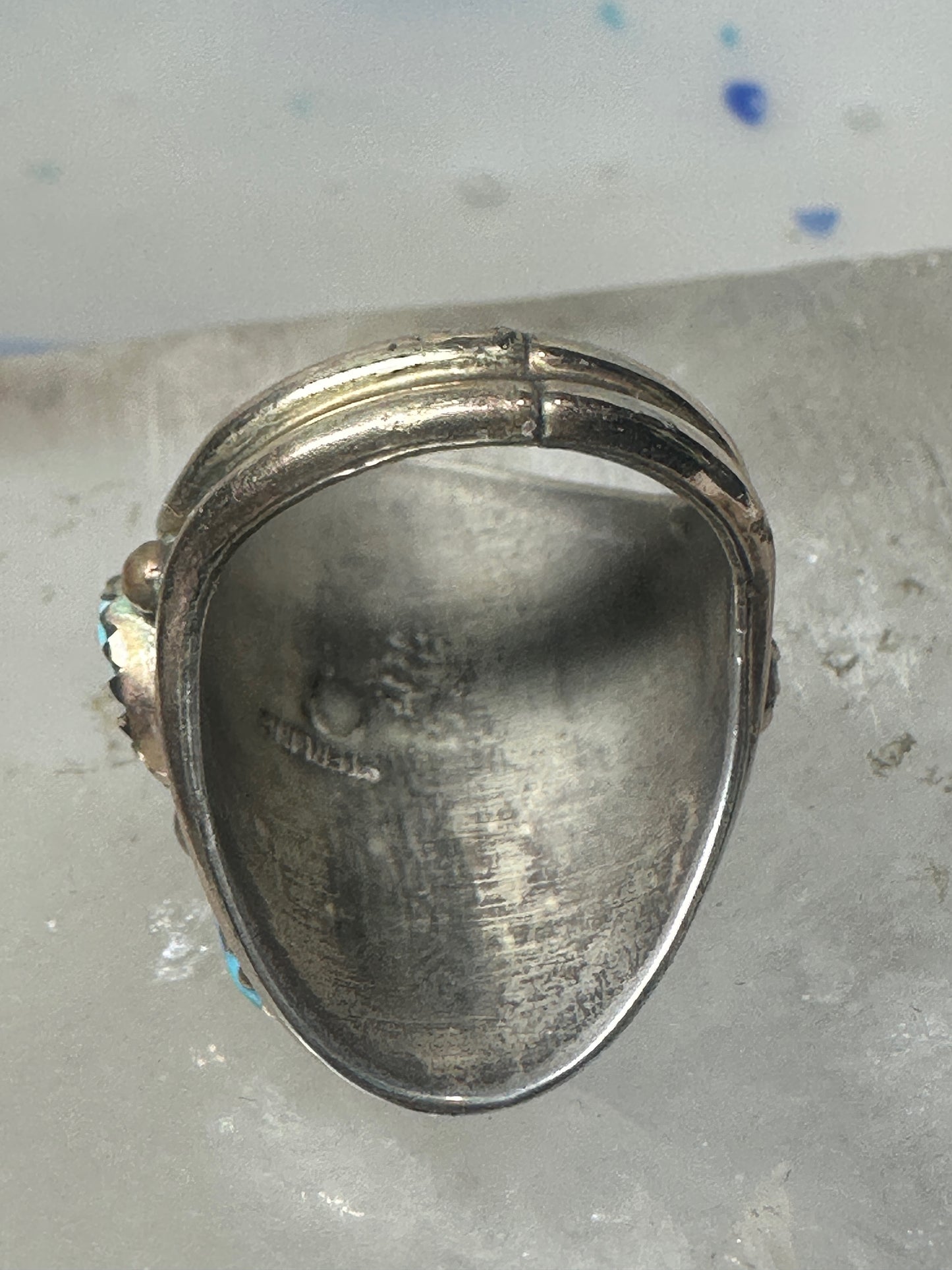 Navajo ring Turquoise cluster cigar band size 5.5 sterling silver women pinky