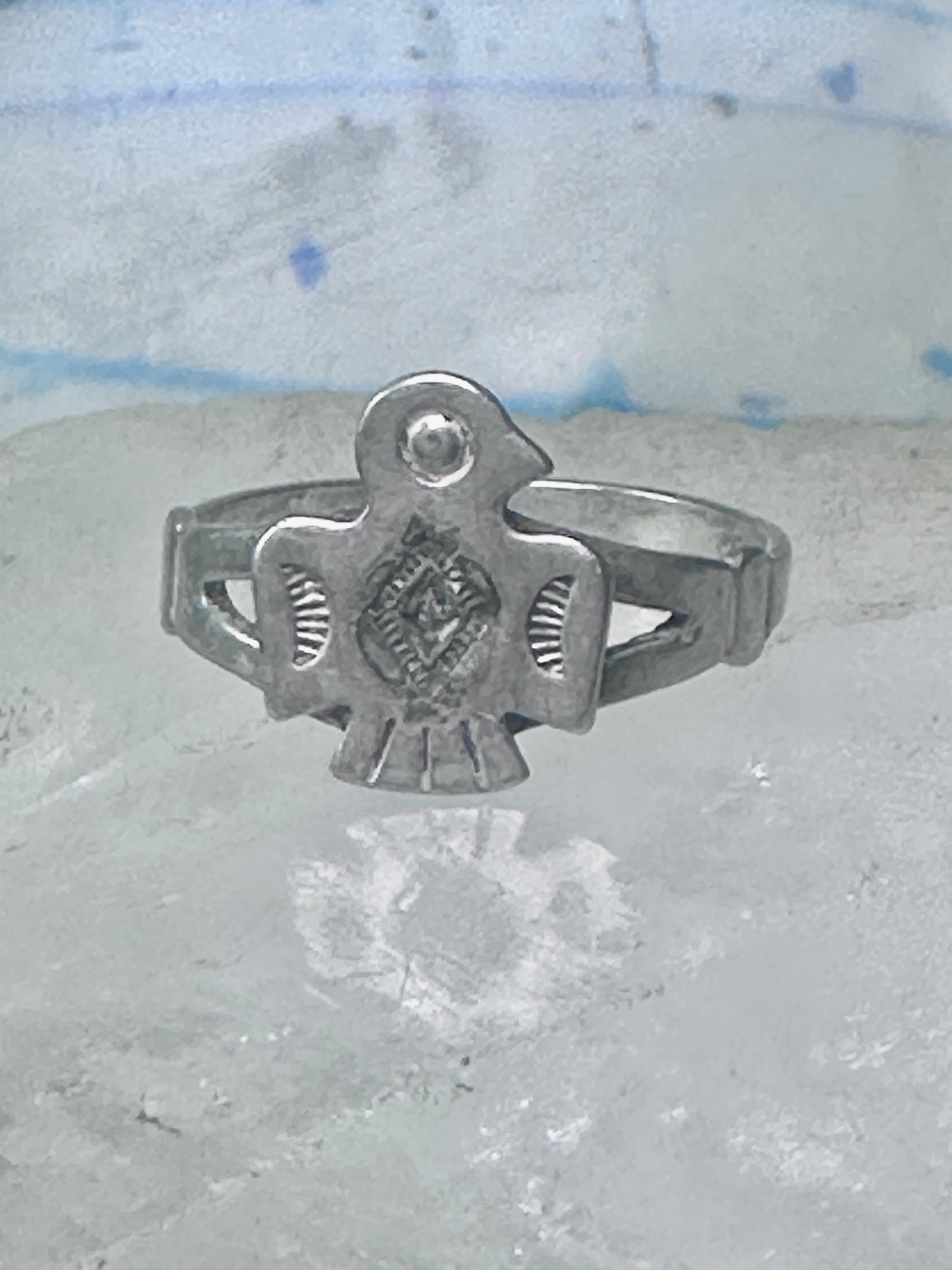 Navajo phoenix Ring Bell trading thunderbird band size 7 sterling silver women girls