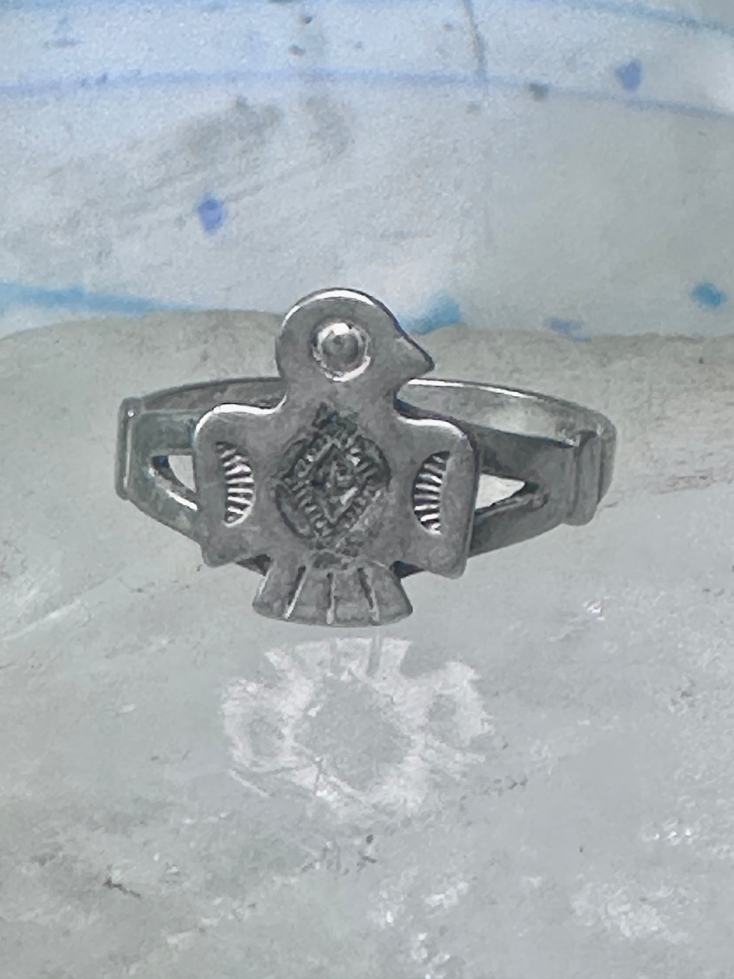 Navajo phoenix Ring Bell trading thunderbird band size 7 sterling silver women girls