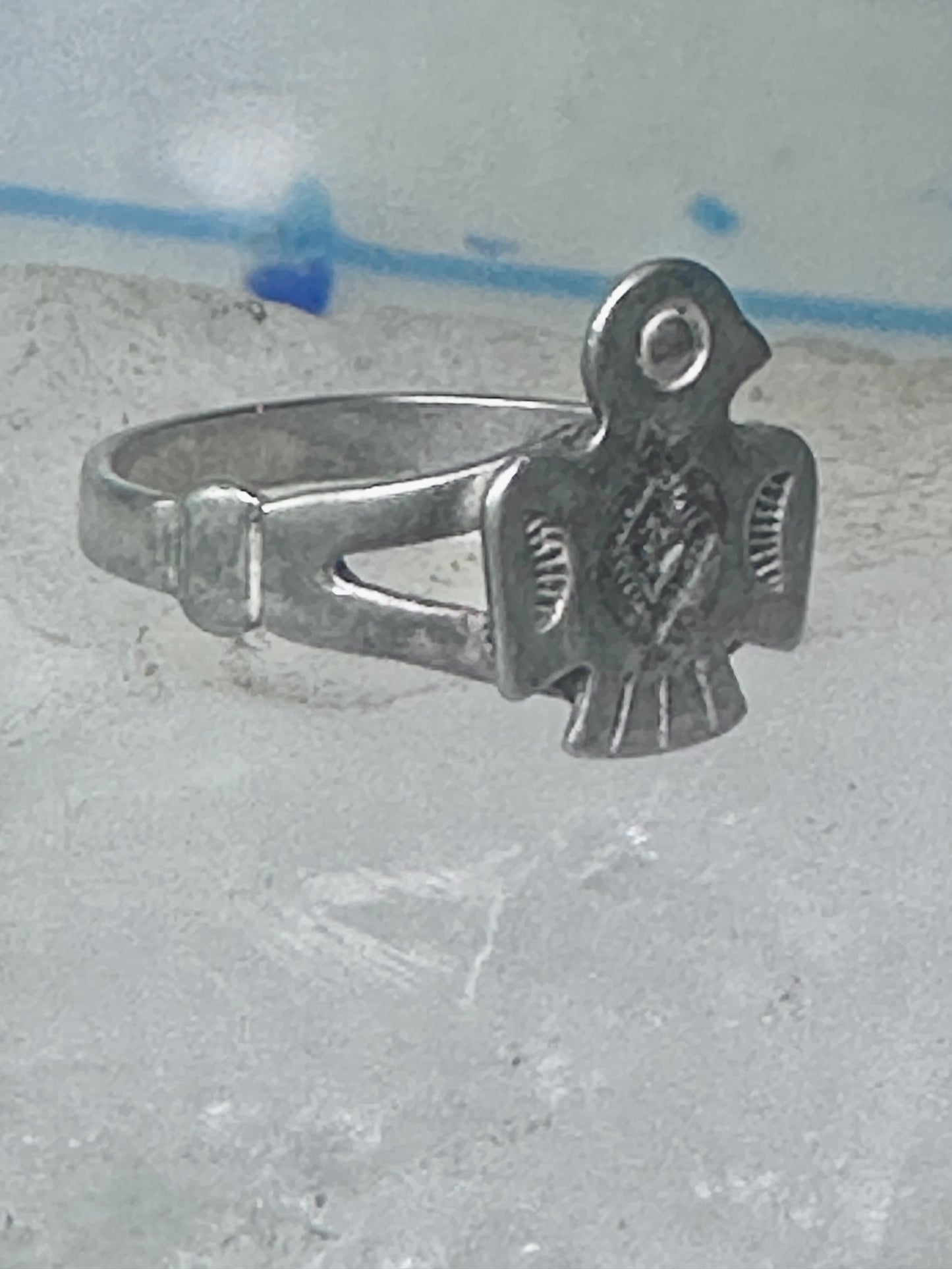 Navajo phoenix Ring Bell trading thunderbird band size 7 sterling silver women girls
