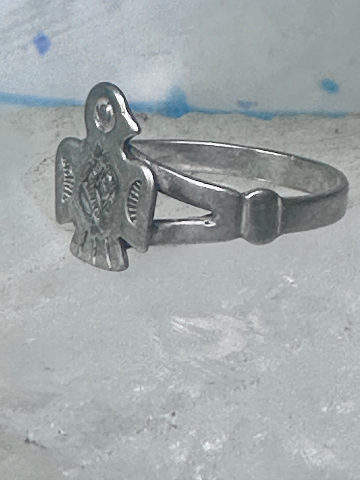 Navajo phoenix Ring Bell trading thunderbird band size 7 sterling silver women girls