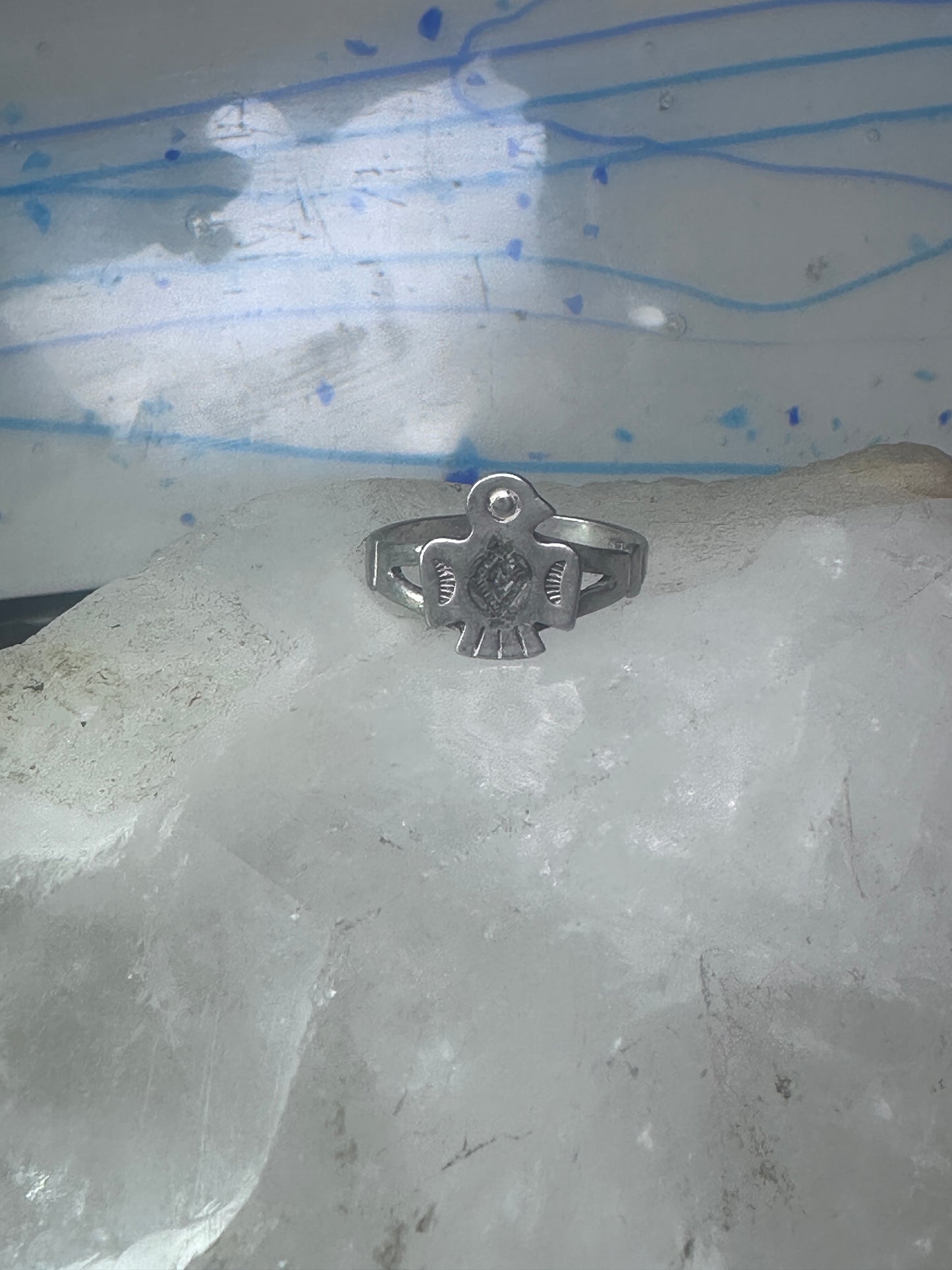 Navajo phoenix Ring Bell trading thunderbird band size 7 sterling silver women girls
