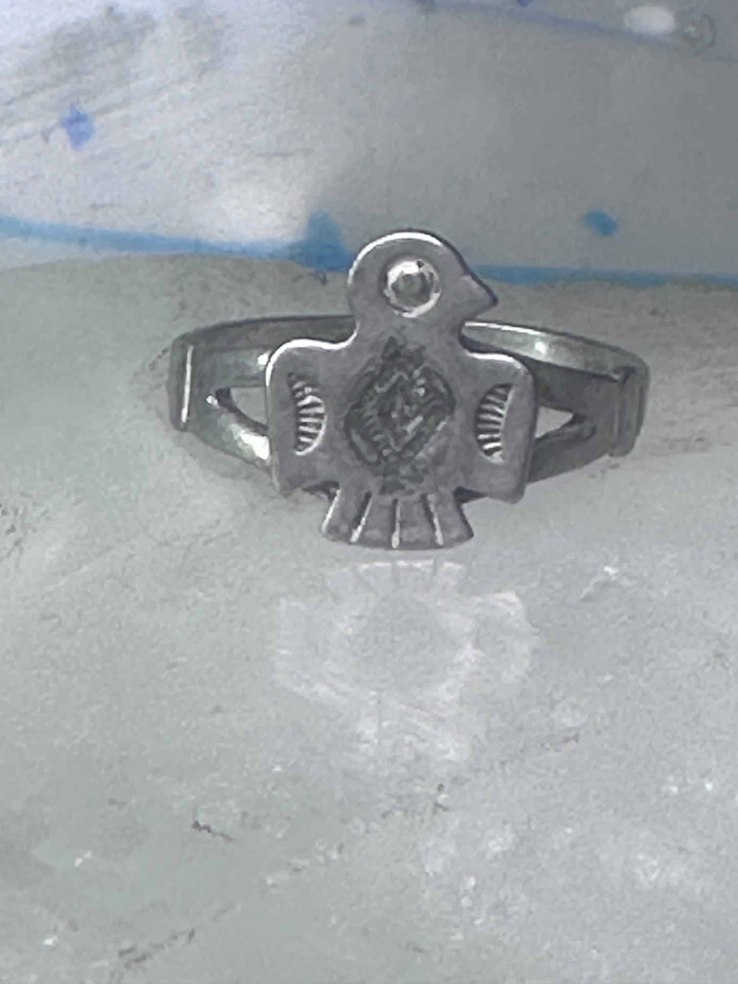 Navajo phoenix Ring Bell trading thunderbird band size 7 sterling silver women girls