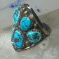 Navajo ring Turquoise cluster cigar band size 5.5 sterling silver women pinky