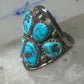 Navajo ring Turquoise cluster cigar band size 5.5 sterling silver women pinky