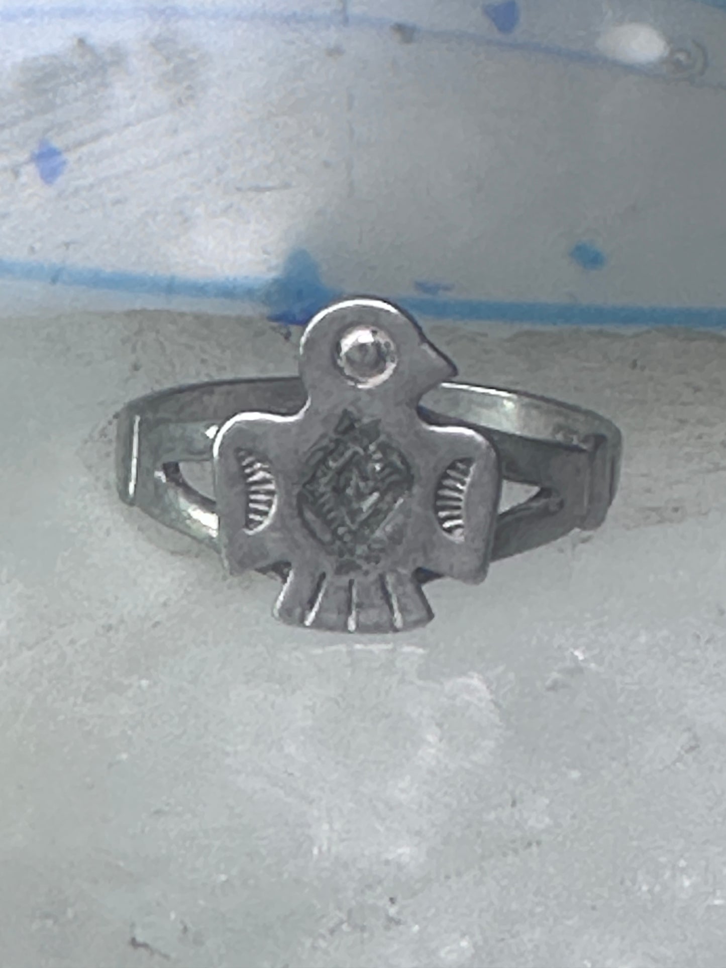 Navajo phoenix Ring Bell trading thunderbird band size 7 sterling silver women girls
