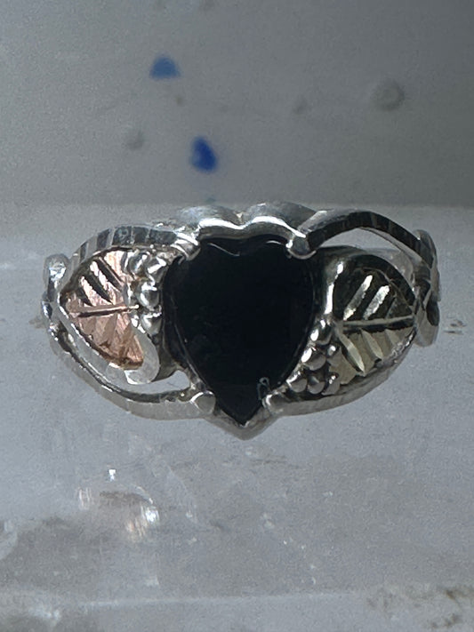 Black Hills Gold Ring size 6.75 heart Valentine leaves sterling silver women
