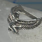 Vintage Sterling Silver Winged Goddess Isis Ring Size 5 Pinky Band 2.5g