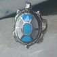 Navajo turtle Ring turquoise mop band size 7.50 sterling silver women girls