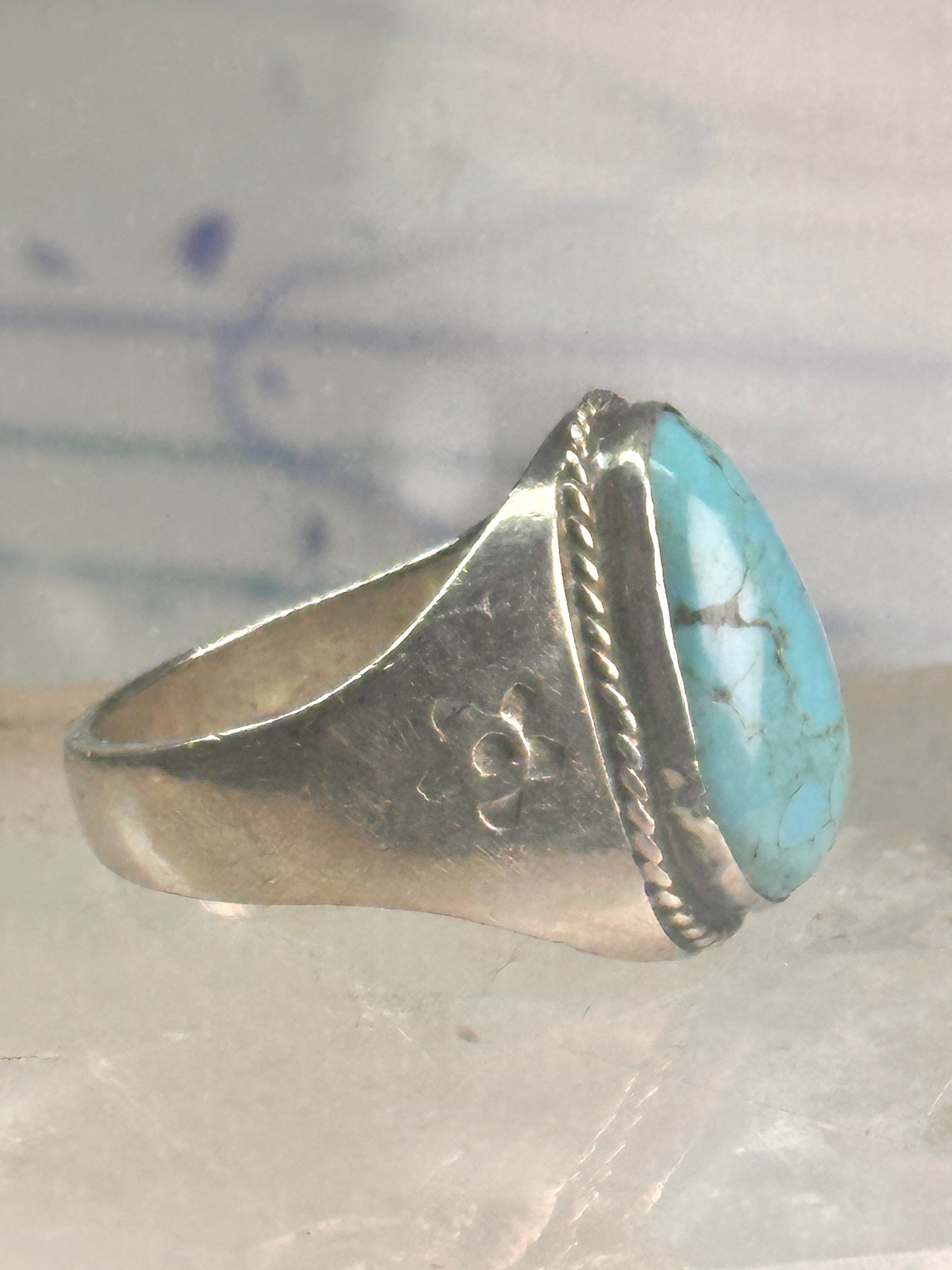 Navajo ring Turquoise heavy band size 9.75 sterling silver