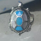 Navajo turtle Ring turquoise mop band size 7.50 sterling silver women girls