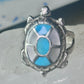 Navajo turtle Ring turquoise mop band size 7.50 sterling silver women girls