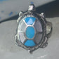 Navajo turtle Ring turquoise mop band size 7.50 sterling silver women girls