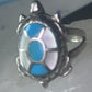 Navajo turtle Ring turquoise mop band size 7.50 sterling silver women girls