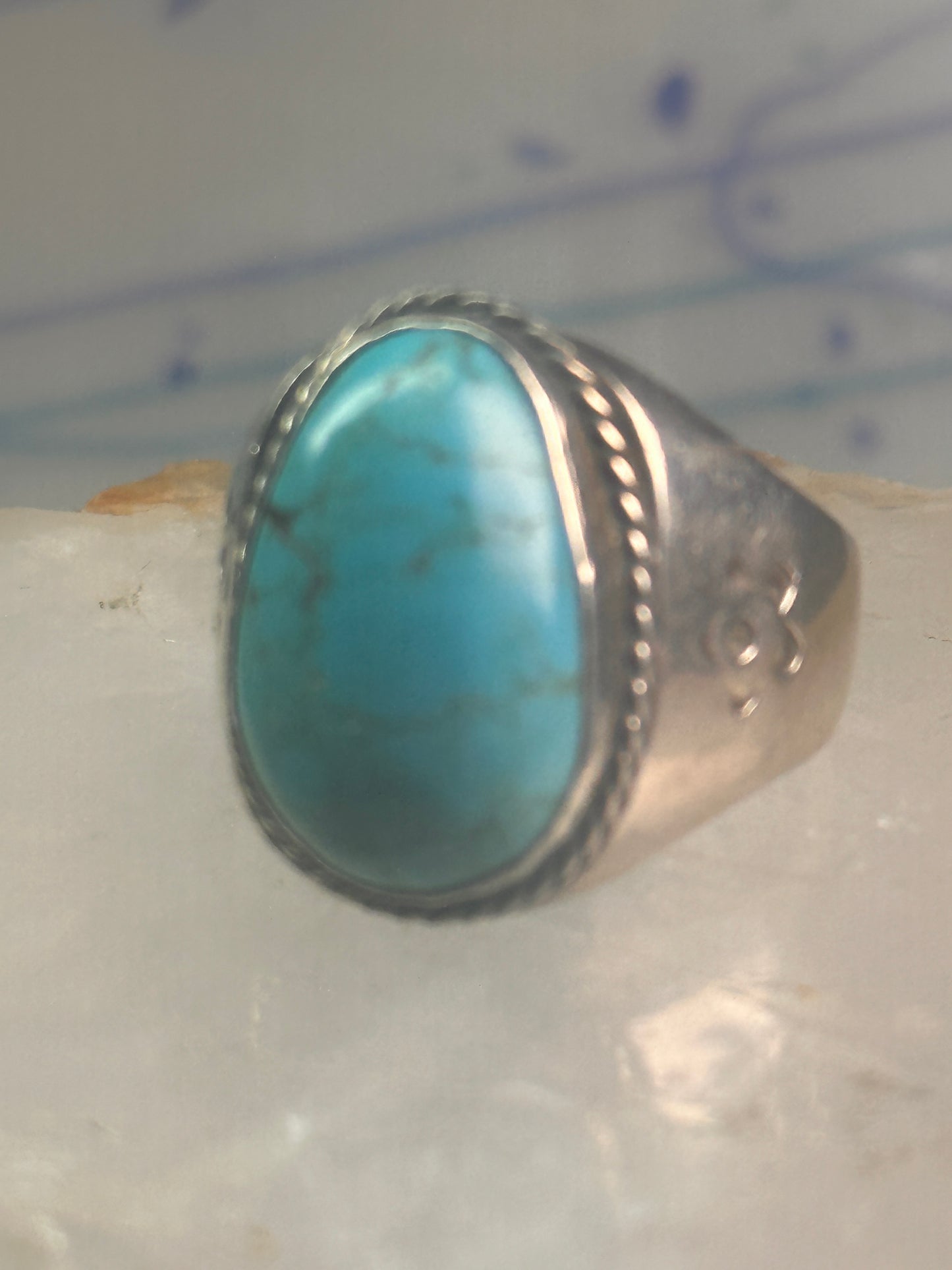 Navajo ring Turquoise heavy band size 9.75 sterling silver