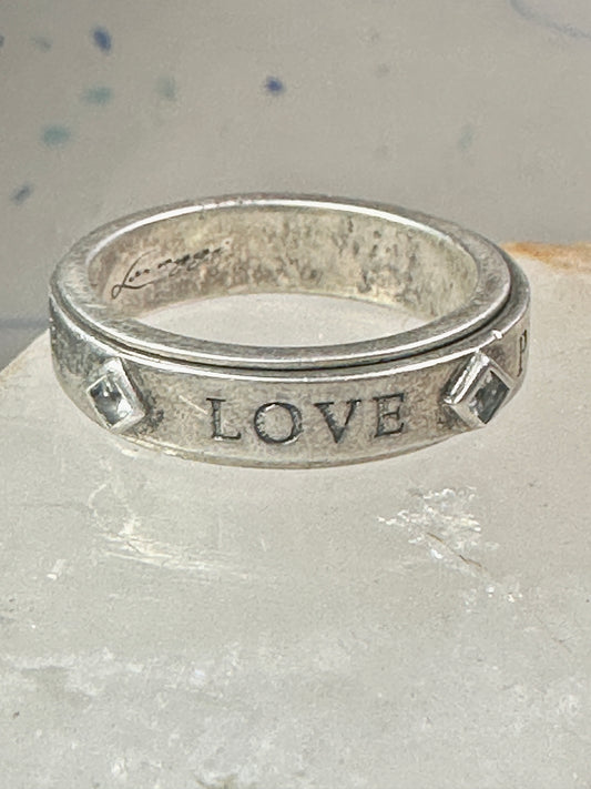 Love Peace Hope Faith ring spinner band Lavaggi size 9 sterling silver women