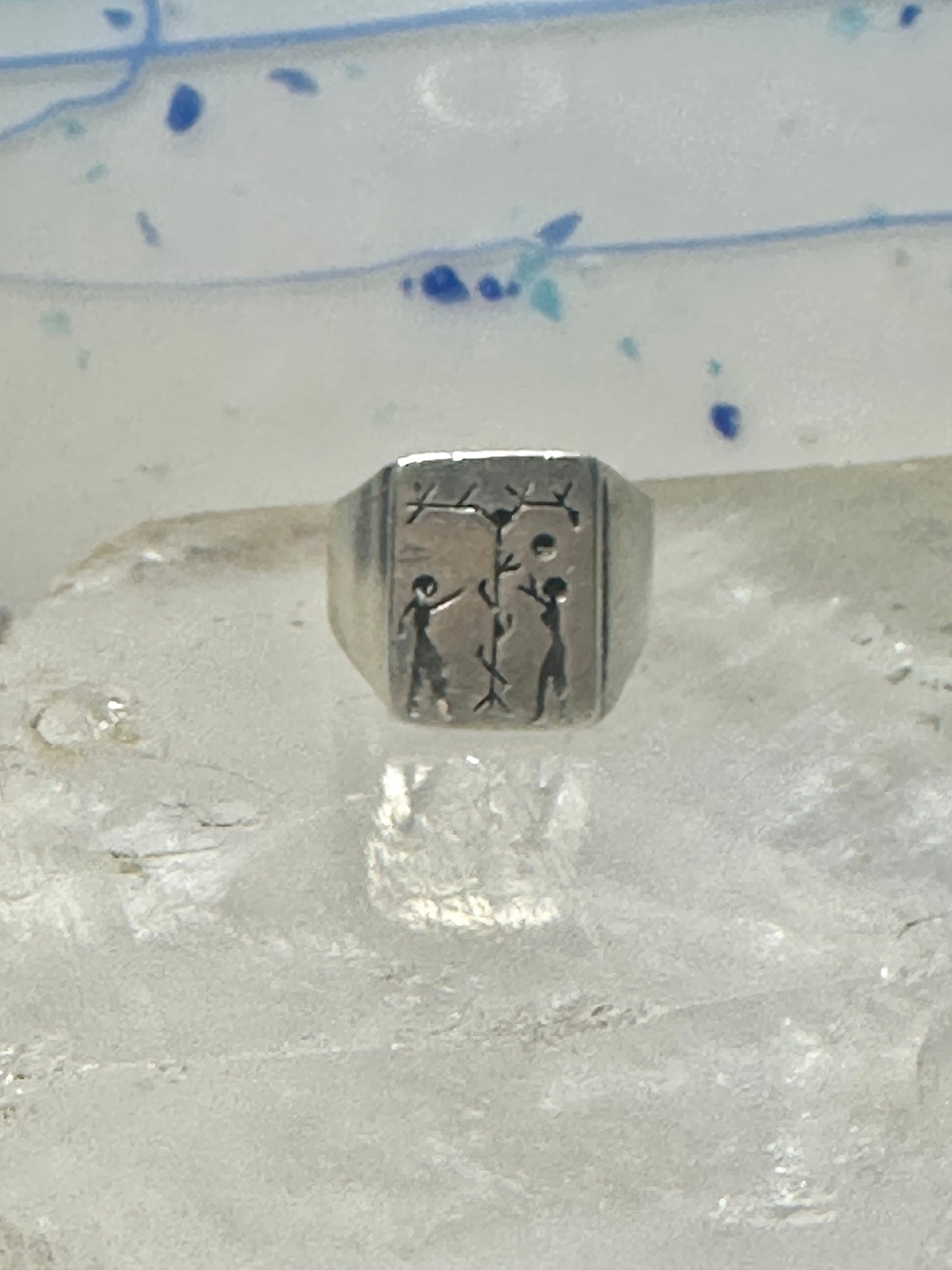 Adam and Eve ring Mexico band Tree Apple Snake size 5.75 sterling silver women