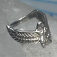 Vintage Sterling Silver Winged Goddess Isis Ring Size 5 Pinky Band 2.5g