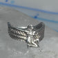 Vintage Sterling Silver Winged Goddess Isis Ring Size 5 Pinky Band 2.5g