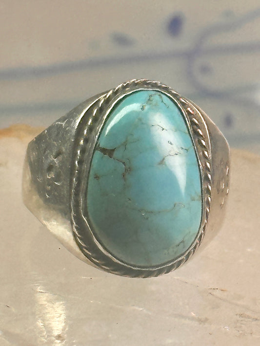 Navajo ring Turquoise heavy band size 9.75 sterling silver