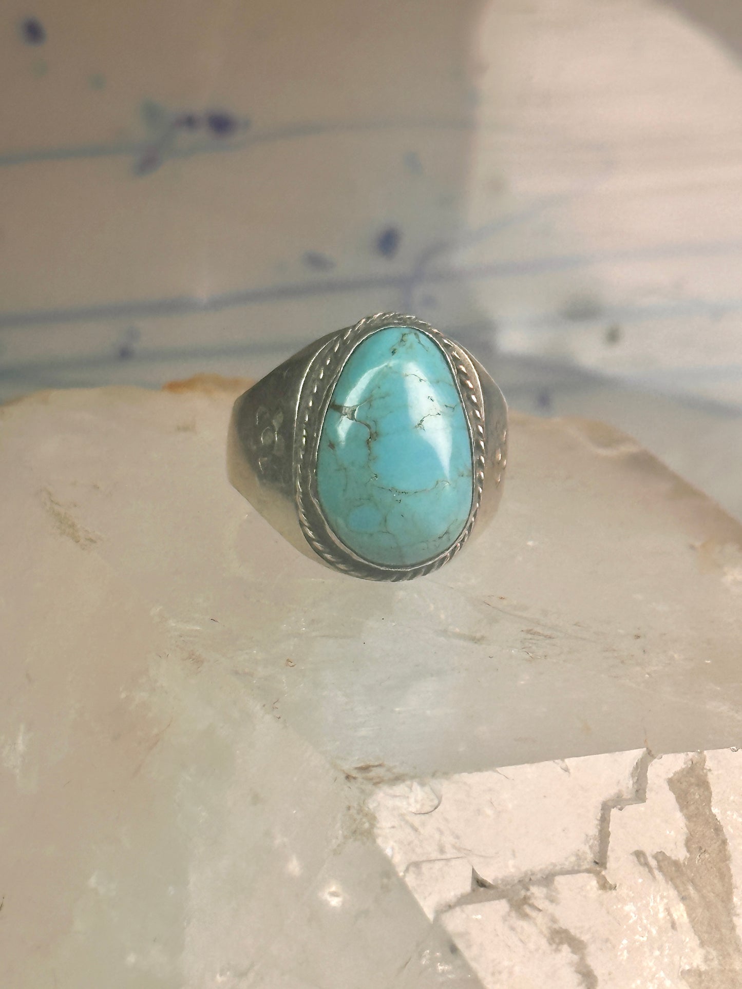 Navajo ring Turquoise heavy band size 9.75 sterling silver
