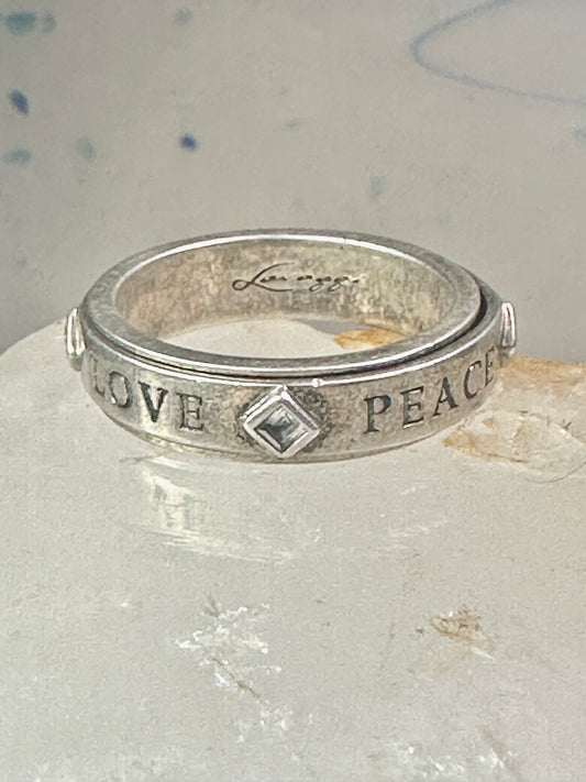 Love Peace Hope Faith ring spinner band Lavaggi size 9 sterling silver women