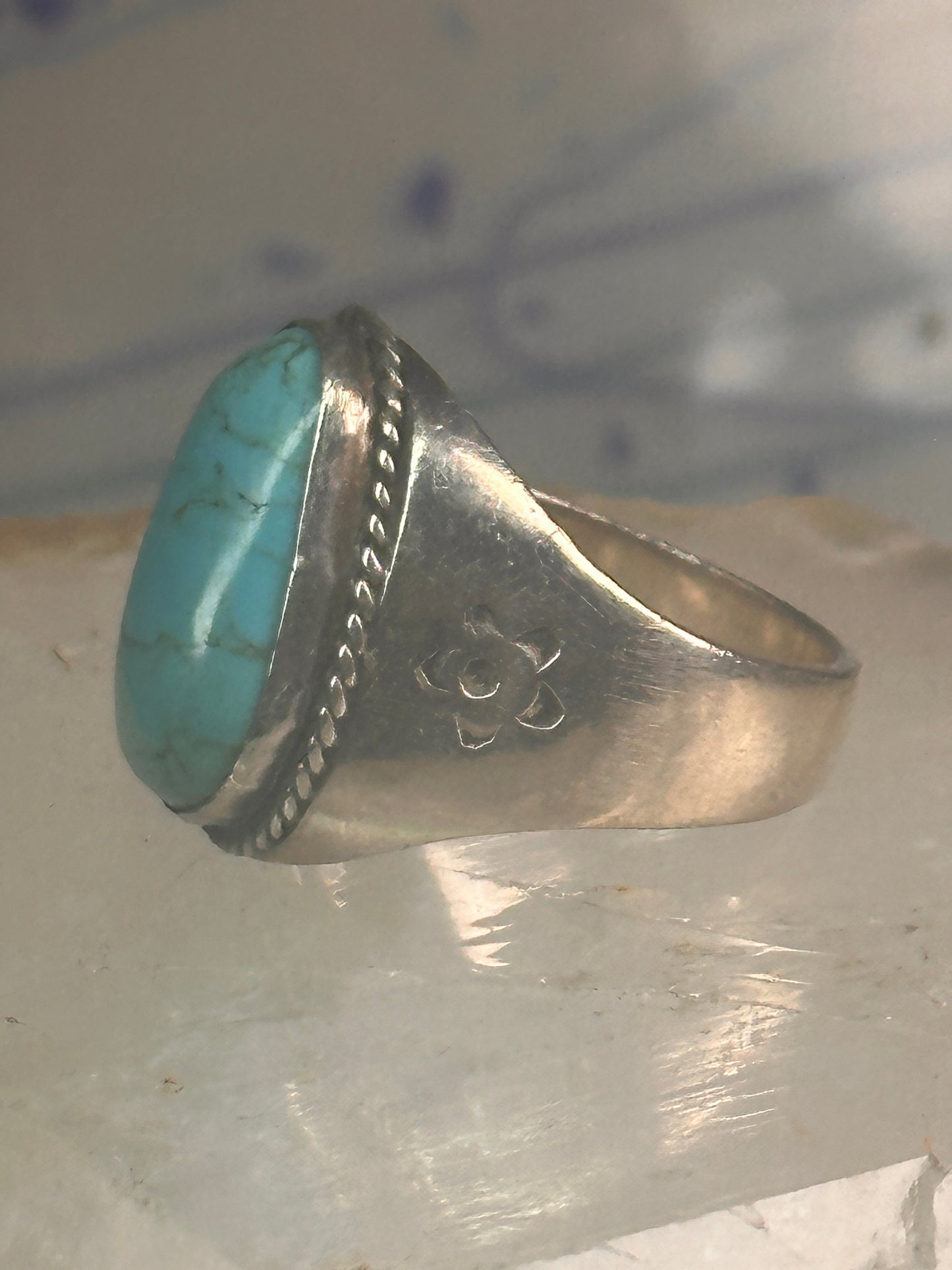 Navajo ring Turquoise heavy band size 9.75 sterling silver