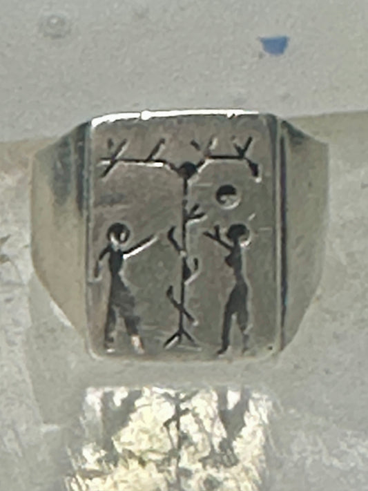 Adam and Eve ring Mexico band Tree Apple Snake size 5.75 sterling silver women