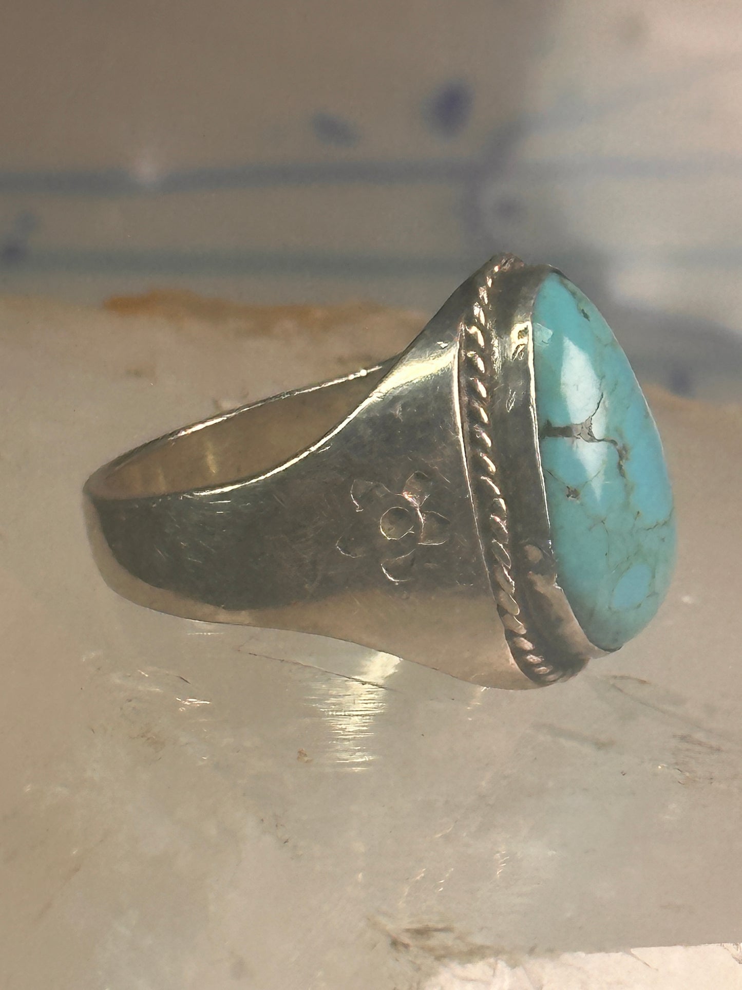 Navajo ring Turquoise heavy band size 9.75 sterling silver