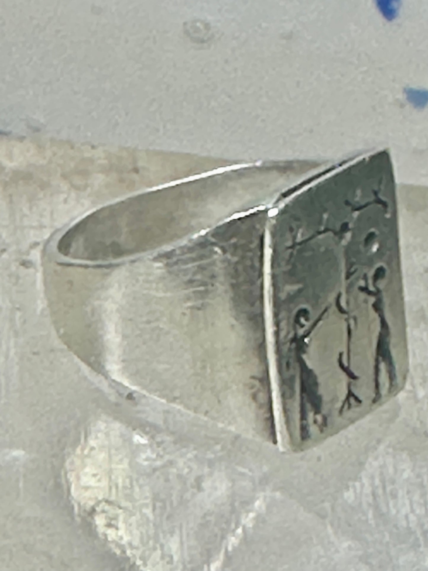 Adam and Eve ring Mexico band Tree Apple Snake size 5.75 sterling silver women