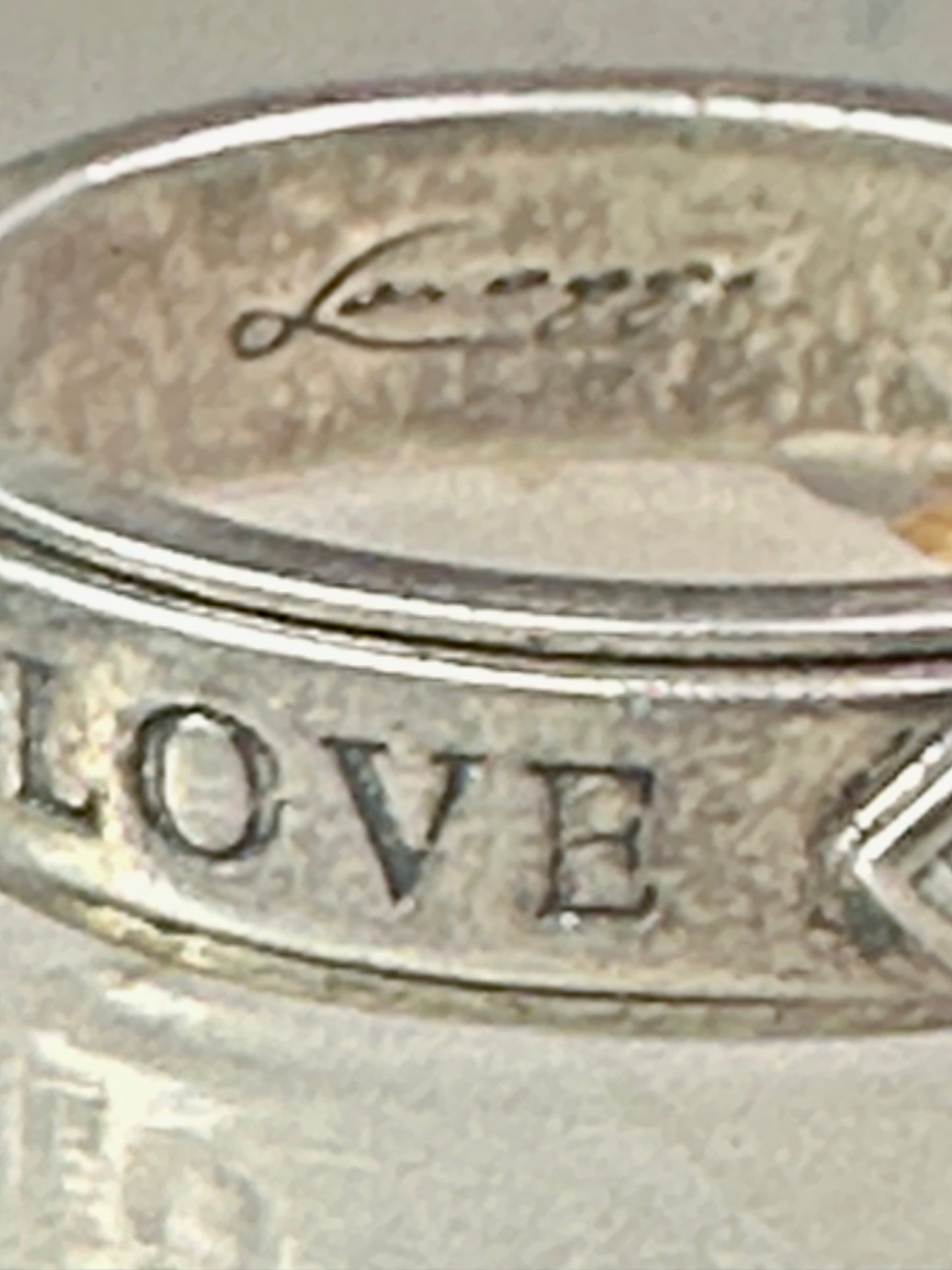 Love Peace Hope Faith ring spinner band Lavaggi size 9 sterling silver women