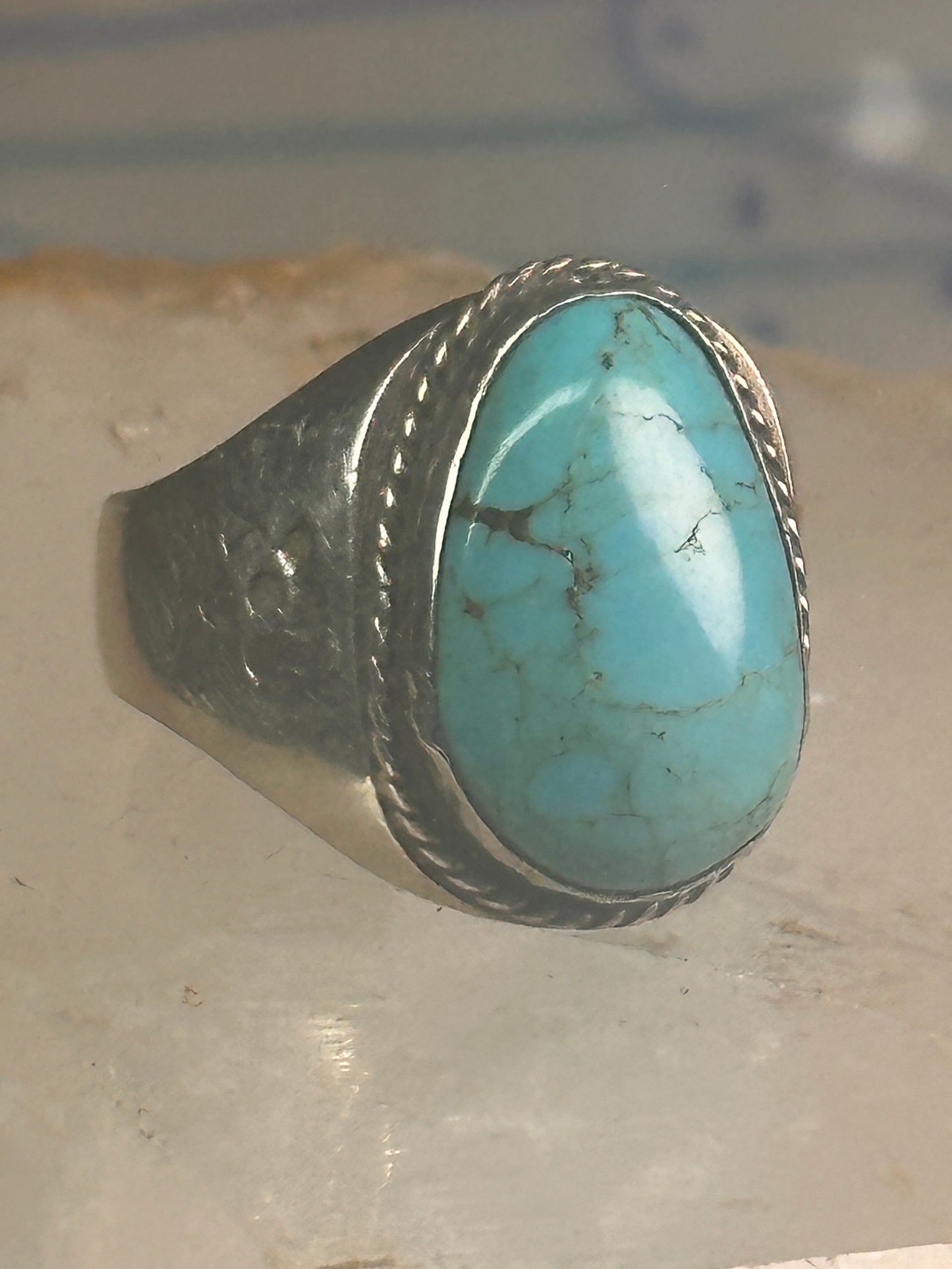 Navajo ring Turquoise heavy band size 9.75 sterling silver