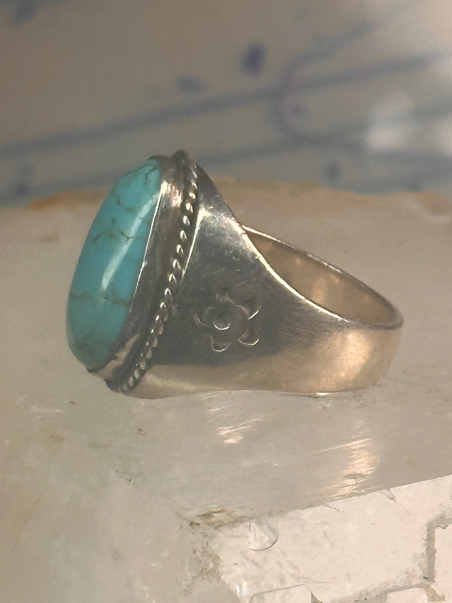 Navajo ring Turquoise heavy band size 9.75 sterling silver