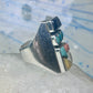 Navajo Ring turquoise coral onyx mop band size 11 sterling silver men