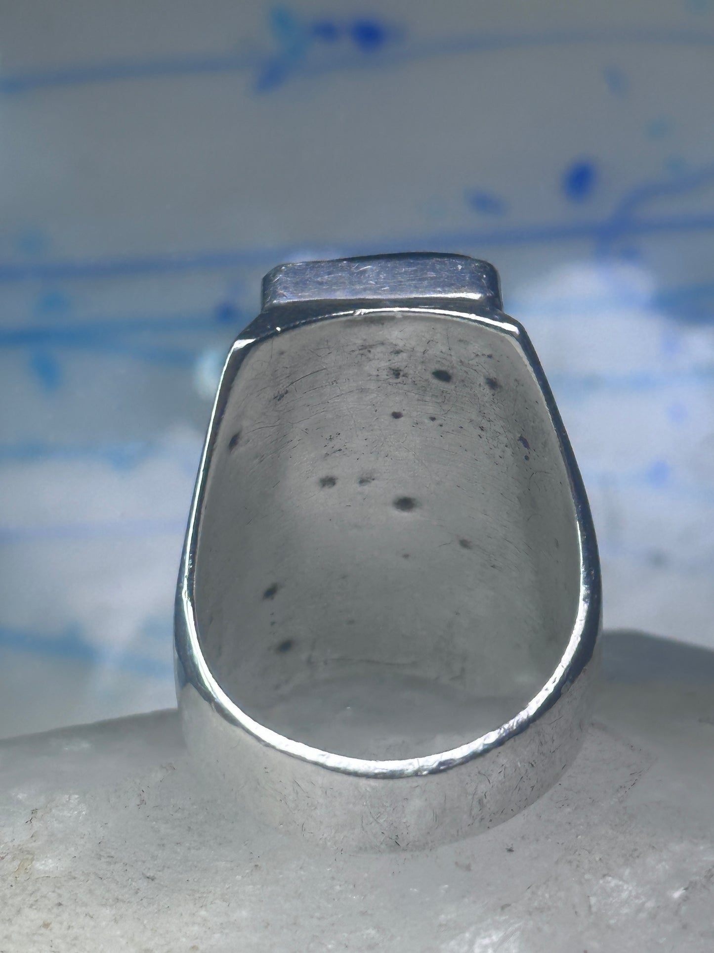 Navajo Ring turquoise coral onyx mop band size 11 sterling silver men