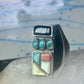 Navajo Ring turquoise coral onyx mop band size 11 sterling silver men