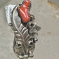 Navajo ring coral feather size 5.50 Rolanda Martinez sterling silver women