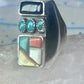 Navajo Ring turquoise coral onyx mop band size 11 sterling silver men