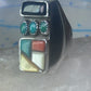 Navajo Ring turquoise coral onyx mop band size 11 sterling silver men