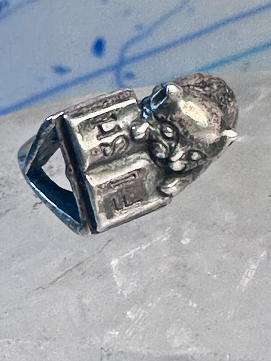 Cat ring reading fish book Kabana sterling silver band size 5 girls women