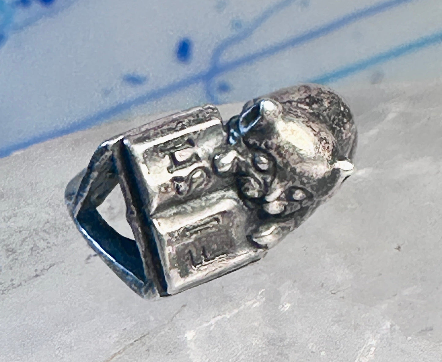 Cat ring reading fish book Kabana sterling silver band size 5 girls women