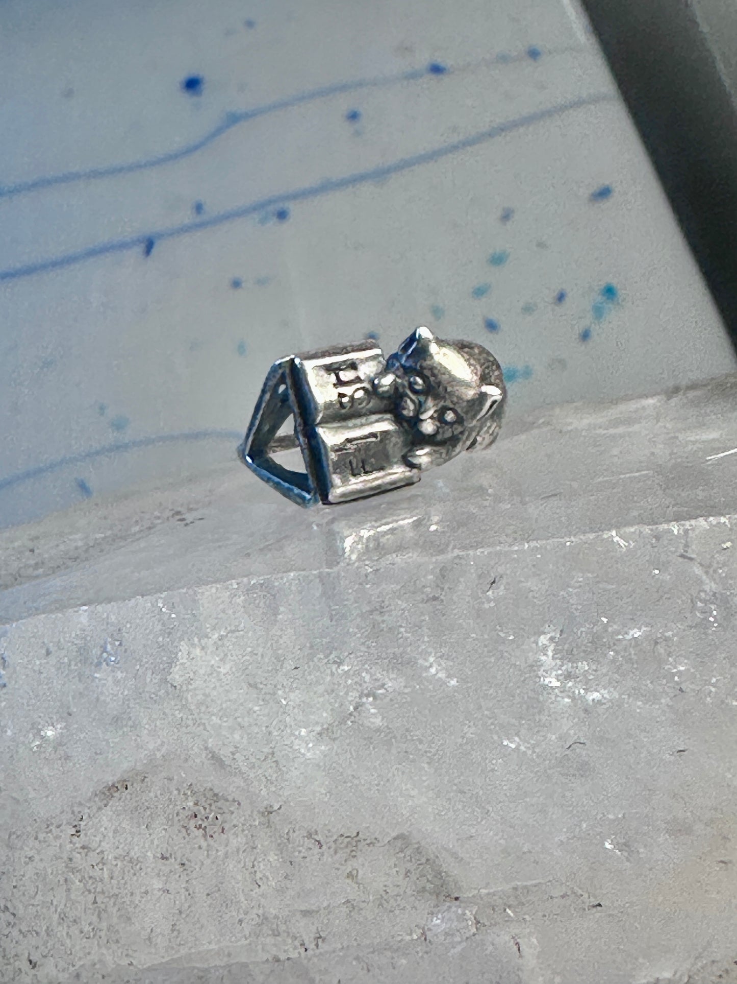 Cat ring reading fish book Kabana sterling silver band size 5 girls women