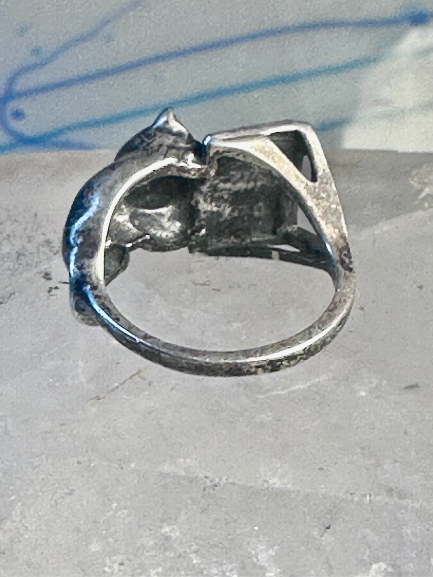 Cat ring reading fish book Kabana sterling silver band size 5 girls women