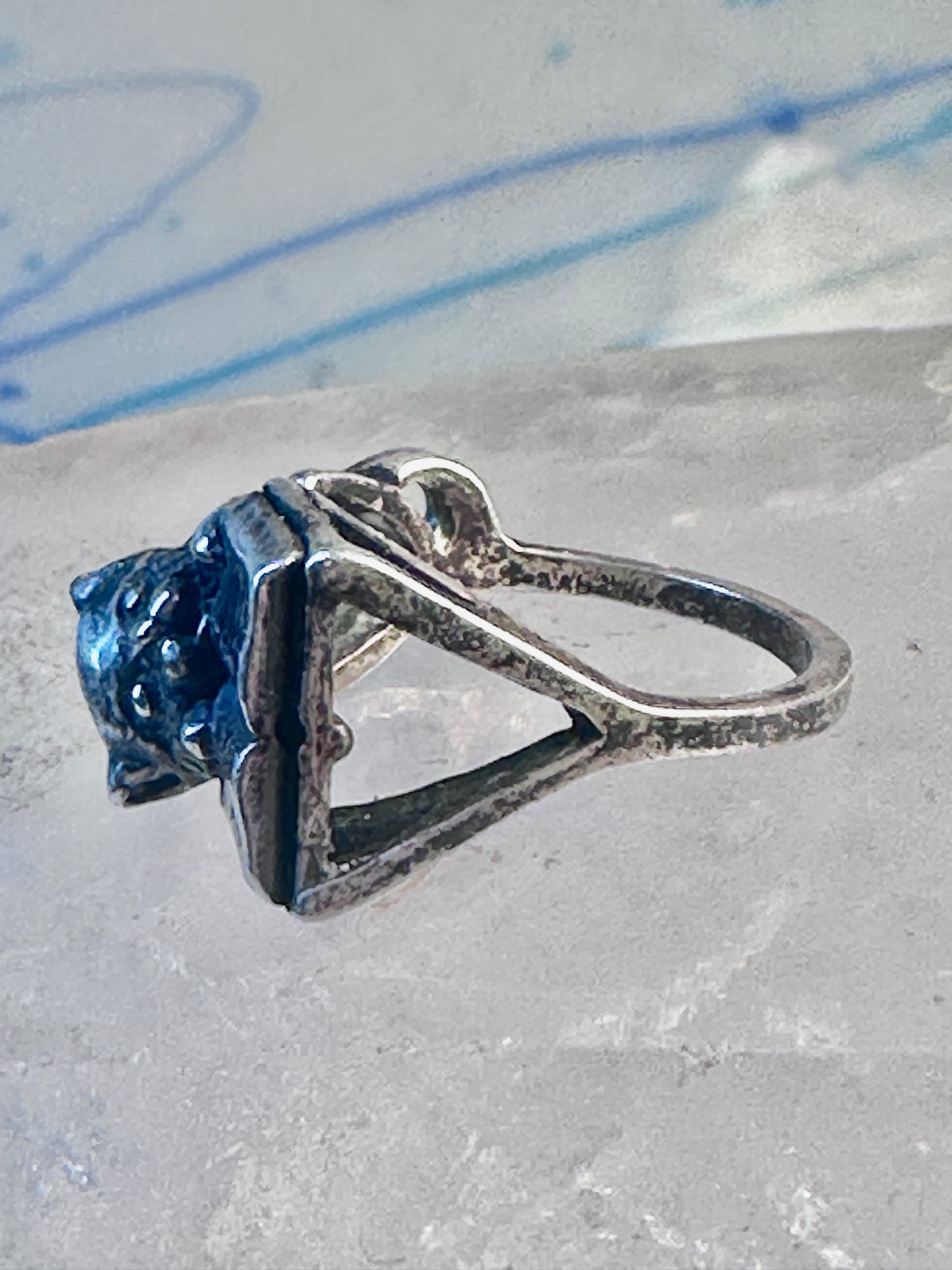 Cat ring reading fish book Kabana sterling silver band size 5 girls women