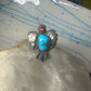 Phoenix ring Navajo turquoise coral size 9 sterling silver women