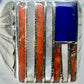 USA Flag ring size 9 Patriotic mop coral southwest sterling silver women men