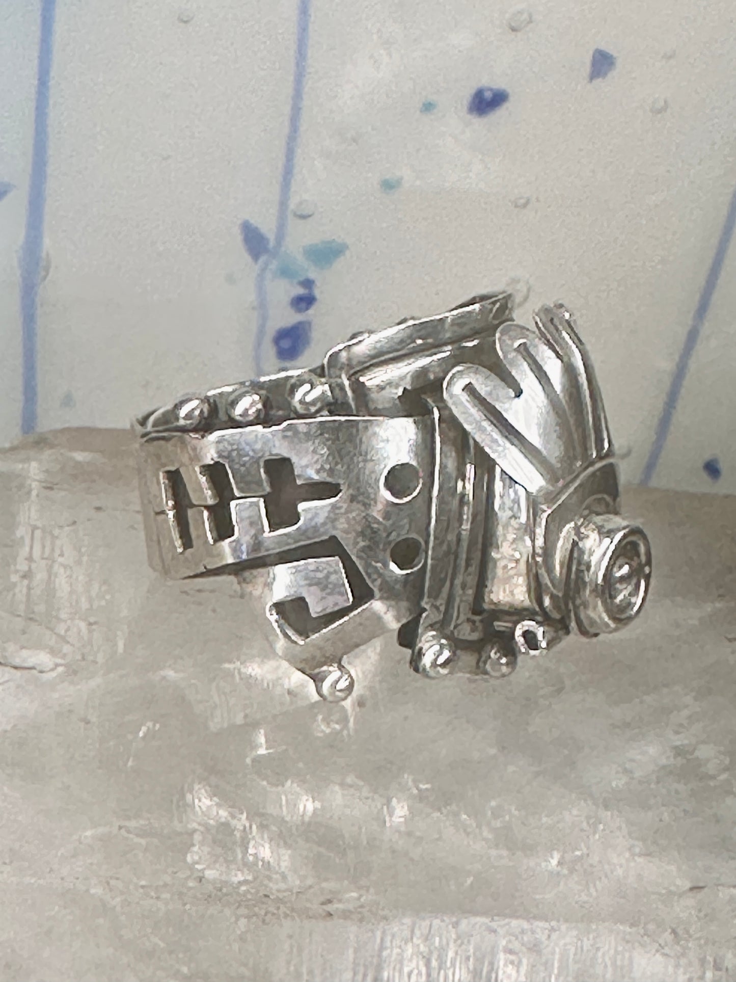 Poison ring Mexico Aztec Mayan in Great condition size 6.75 sterling silver women