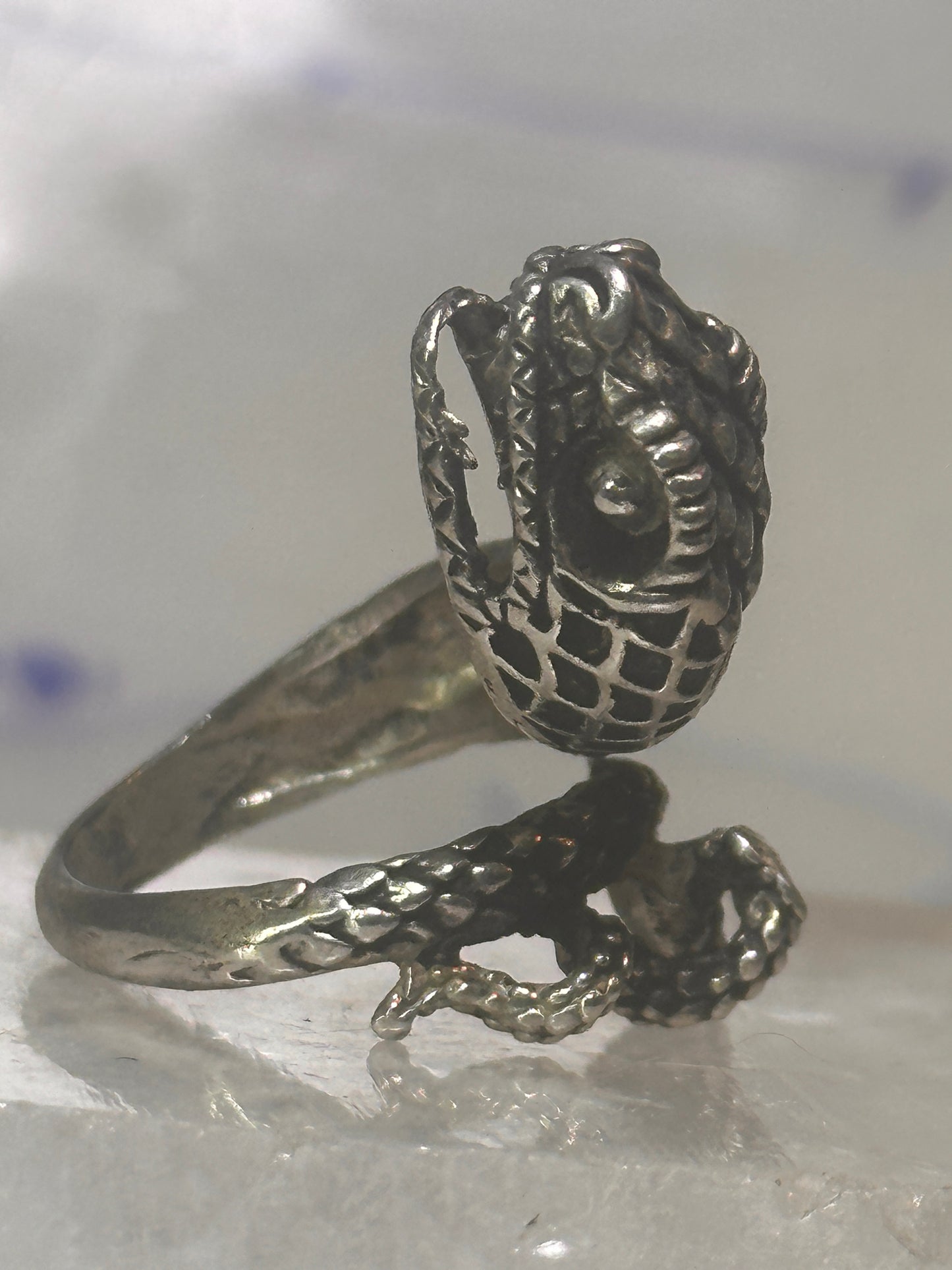 Vintage snake ring animal band size 5.5 sterling silver women